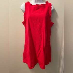Bright Red Scallop Tank Dress